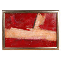 Acrylic Abstract in Red Hues signed "Brown"