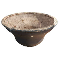 French Round Cast Concrete Planter 1