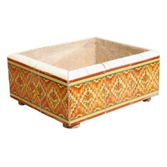 Argentinean  Yellow and Orange Tiled Rectangular Footed Planter