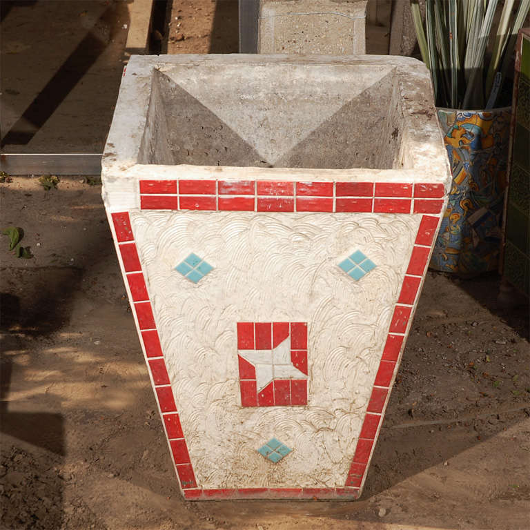 Argentinean Red Tile Planter with Mosaic Design 2