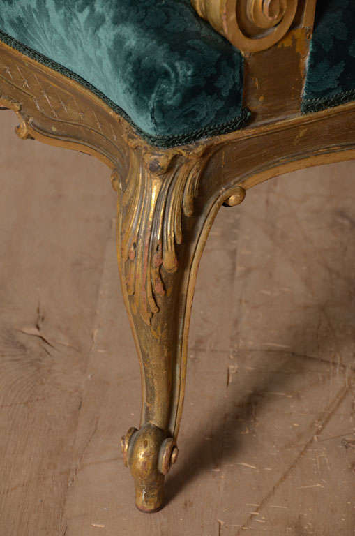 19th century Italian baroque Armchair  in peacock blue 1