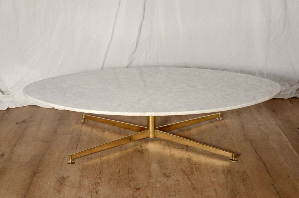 Beautiful 1960s Artflex oval coffee table with marble top