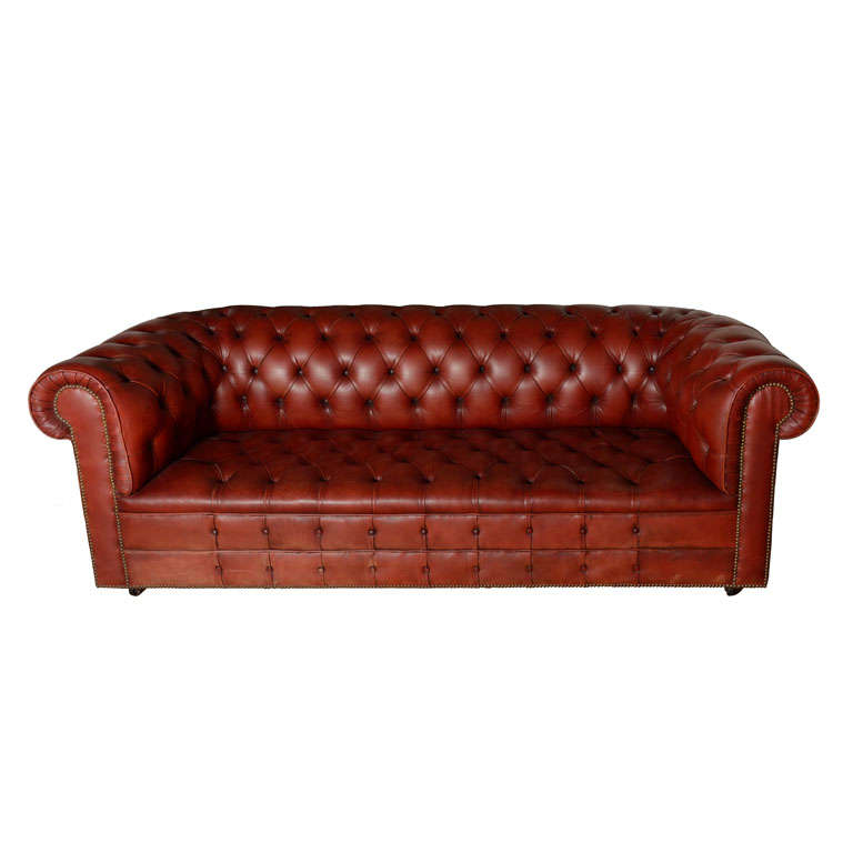 Set of 2 Leather Chesterfield Sofas