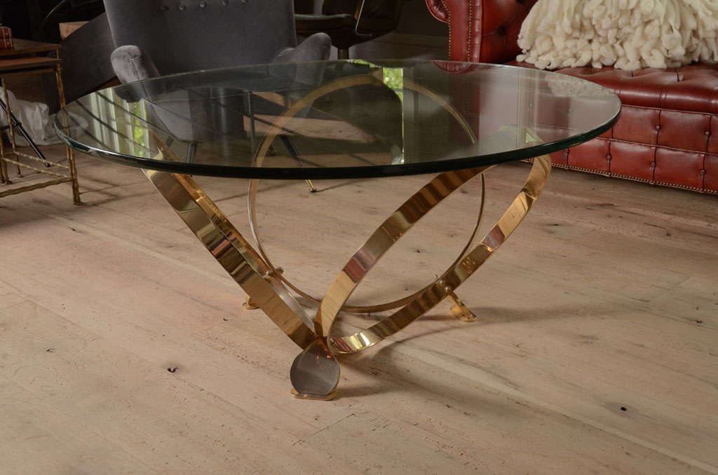 20th Century Italian brass and glass sofa table