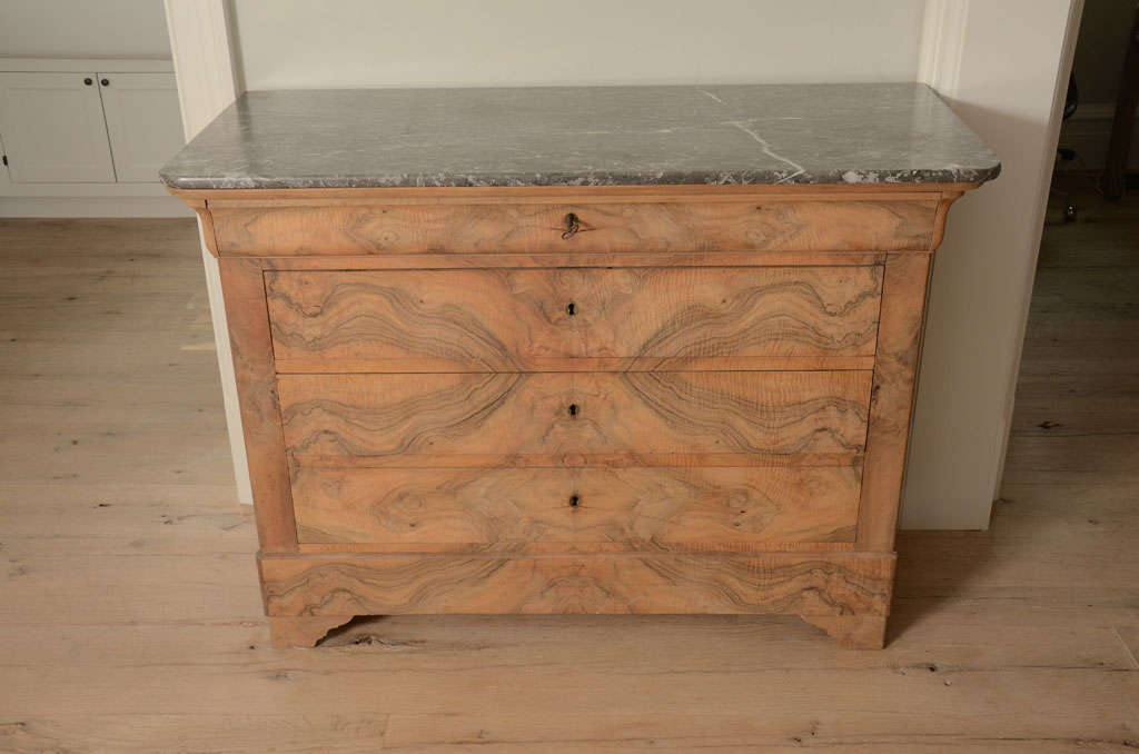 Outstanding Bleached 19th Century Louis Philippe Commode with Original Marble Top.