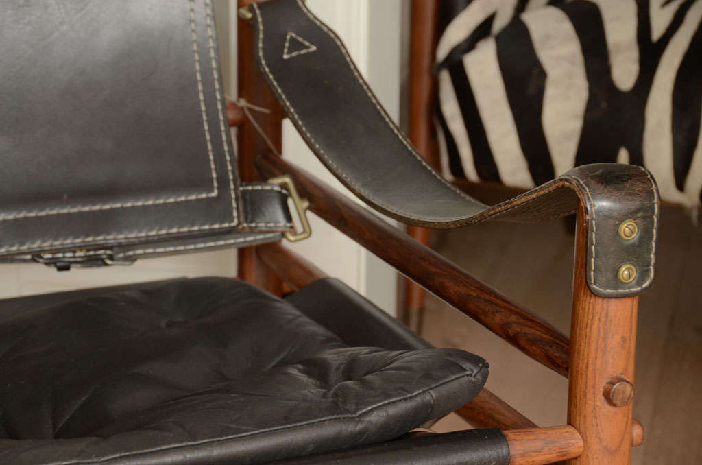 black leather safari chair
