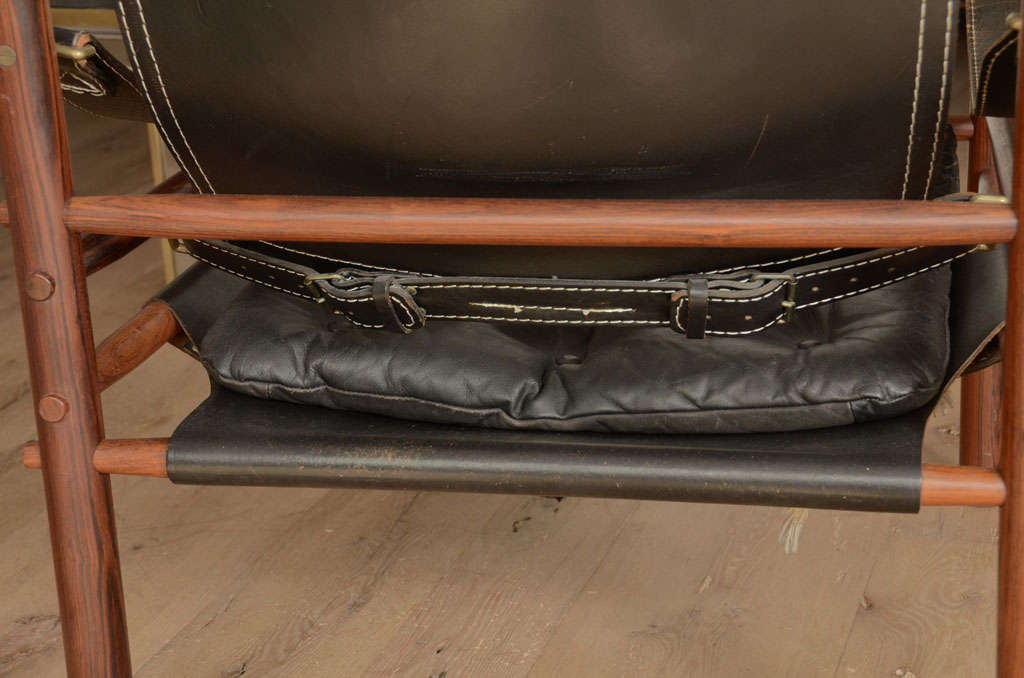 Black 1960's leather safari chair by Arne Norell 1