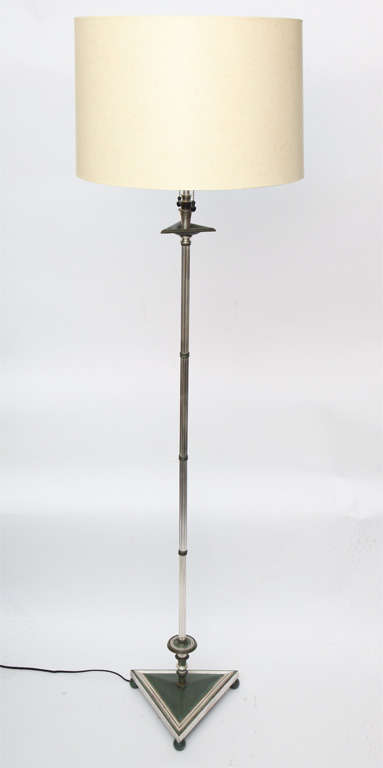 American Floor Lamp Art Deco silvered and patinated bronze 1920's For Sale