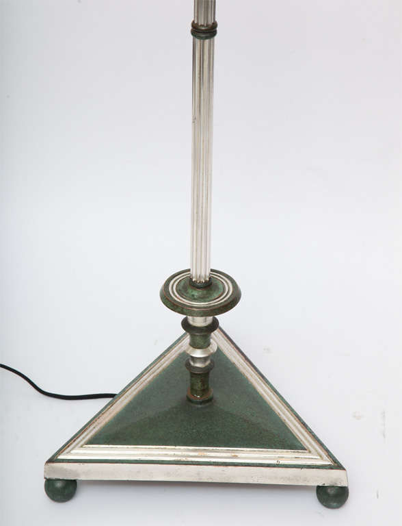 20th Century Floor Lamp Art Deco silvered and patinated bronze 1920's For Sale
