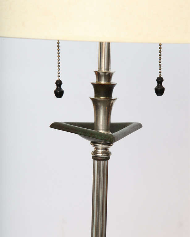 Floor Lamp Art Deco silvered and patinated bronze 1920's In Good Condition For Sale In New York, NY