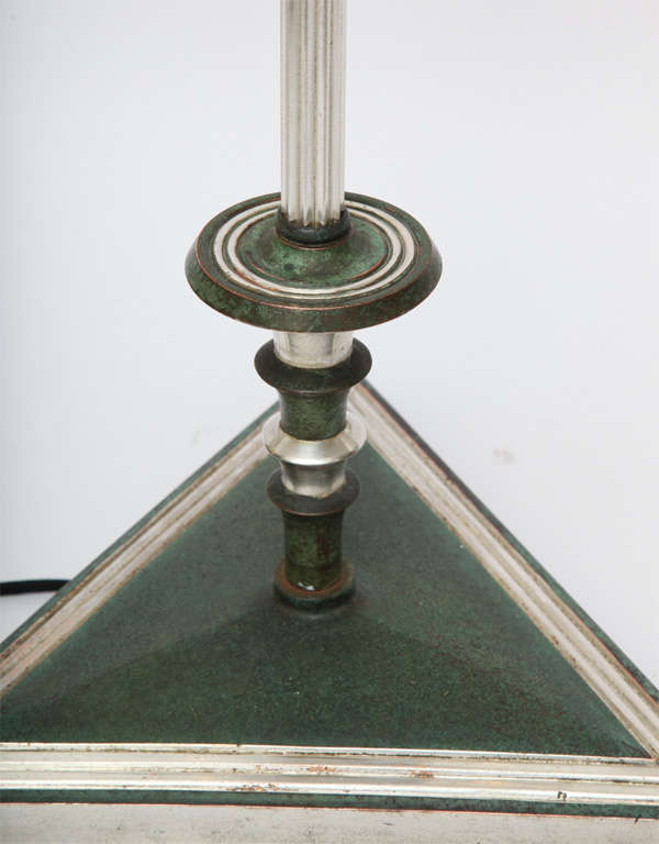 Floor Lamp Art Deco silvered and patinated bronze 1920's For Sale 3