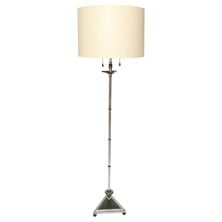 Floor Lamp Art Deco silvered and patinated bronze 1920's For Sale