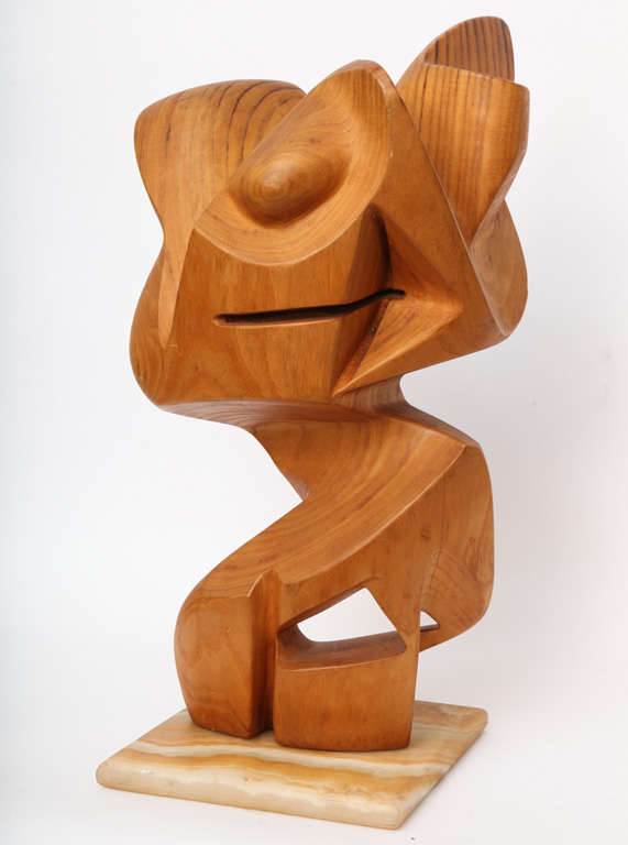 A modernist abstract wood sculpture, signed Rolat Rustman 
Measures: 3 x 26 x 84.