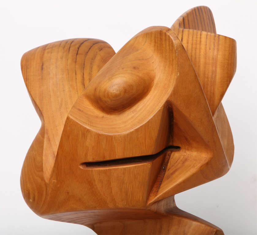 Mid-Century Modern Modernist Abstract Wood Sculpture Signed Rolat Rustman
