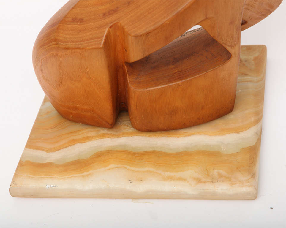 Modernist Abstract Wood Sculpture Signed Rolat Rustman In Excellent Condition In New York, NY