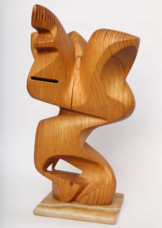 Modernist Abstract Wood Sculpture Signed Rolat Rustman 2