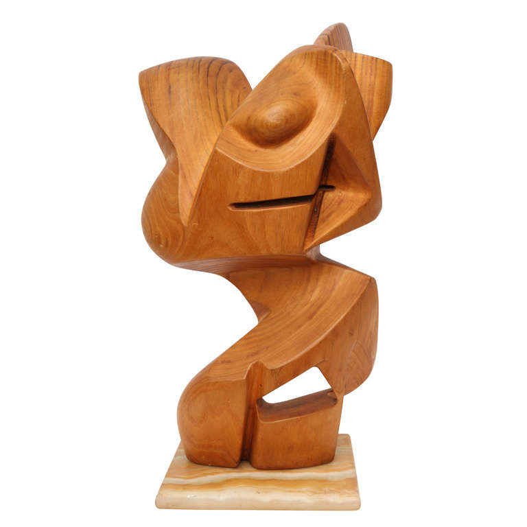 Modernist Abstract Wood Sculpture Signed Rolat Rustman
