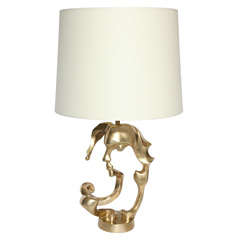 An Italian 1960's Surrealist Sculptural Brass Table Lamp