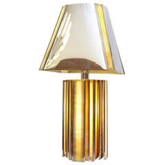 A 1970
s Modernist Nickel and Glass Table Lamp by C. Jere
