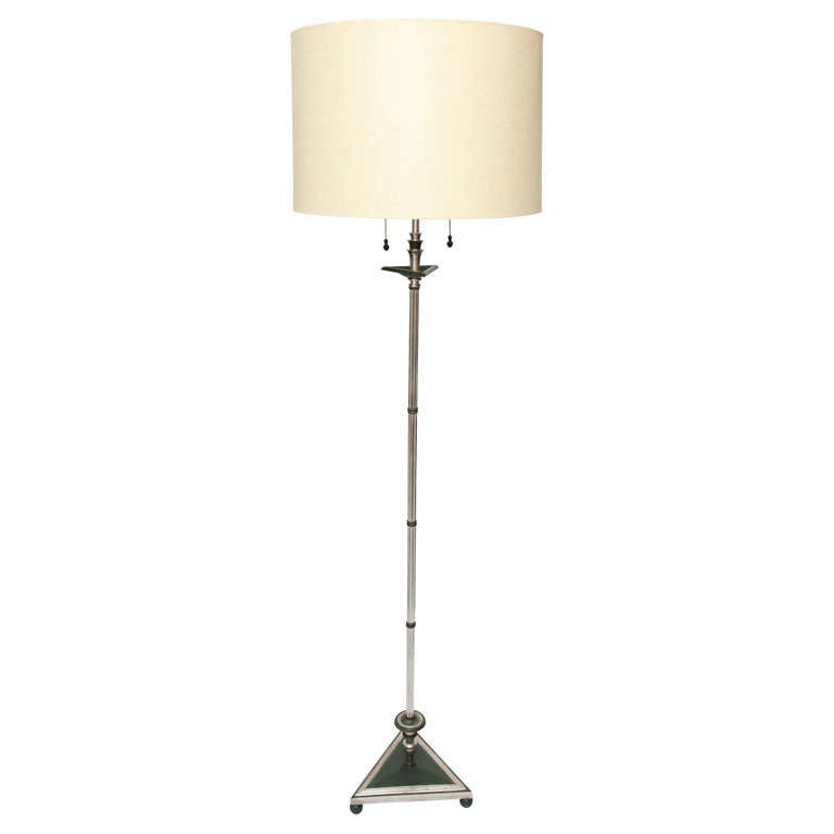 1920s Art Deco Silvered and Patinated Bronze Floor Lamp For Sale at 1stdibs
