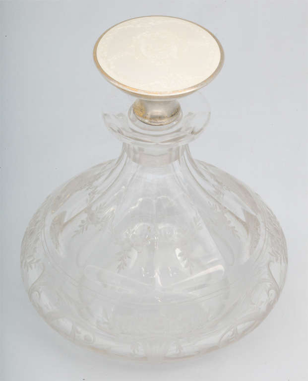 Sterling Silver-Gilt, White Enamel and Crystal Perfume Bottle 4