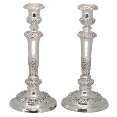 Unusually Tall Pair of Sterling Silver Georgian (George III) Candlesticks