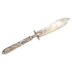 Antique Sterling Silver-Mounted Mother-of-Pearl PageTurner/Letter Opener