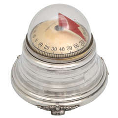 Unusual Sterling Silver - Mounted Glass domed Thermometer