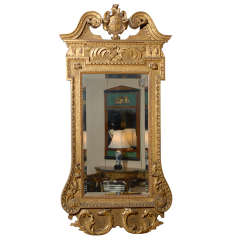 Antique Large Georgian Gilt Mirror with Swan Neck Pediment & Crest