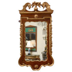 Antique Georgian Style Mahogany 
Gilt-Wood Mirror Basket Crest.