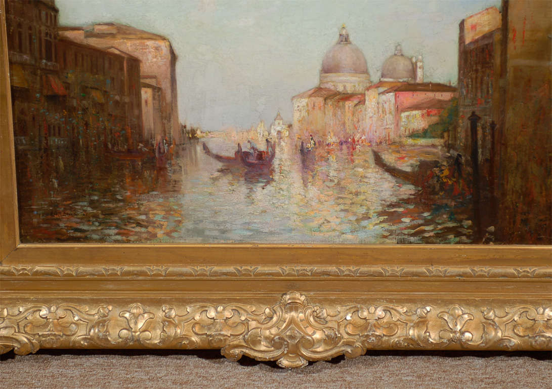 Large Venetian Landscape Painting, Signed 