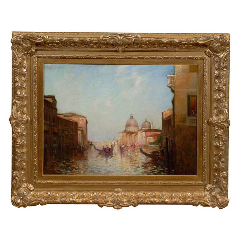 Large Venetian Landscape Painting, Signed "Eliot Clark"