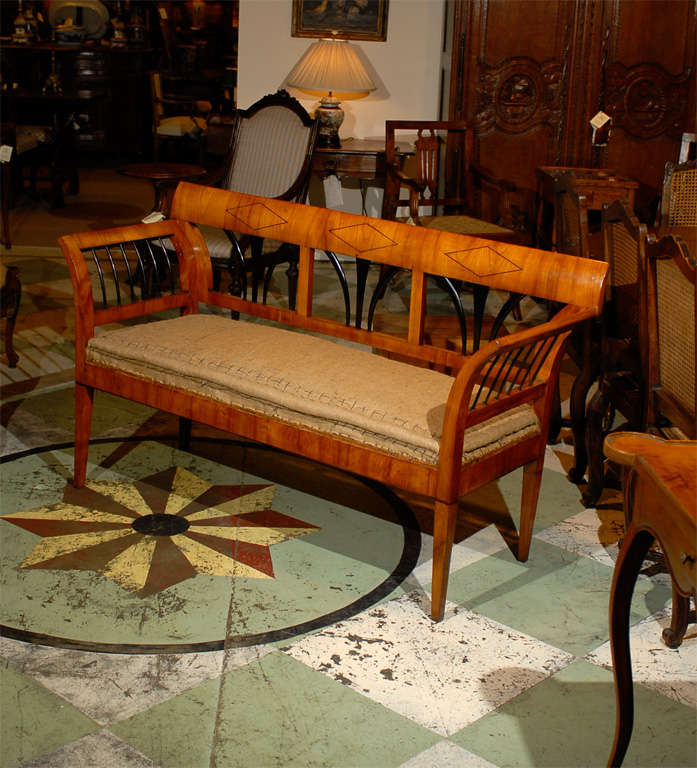 19th Century Biedermier Settee with Ebony Detail