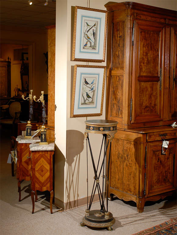 Pair of Empire Style Painted Wood & Iron Torchieres