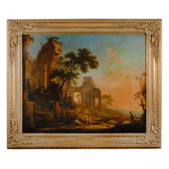 Large Oil on Canvas Painting of Classical Ruins, A. P. Patel