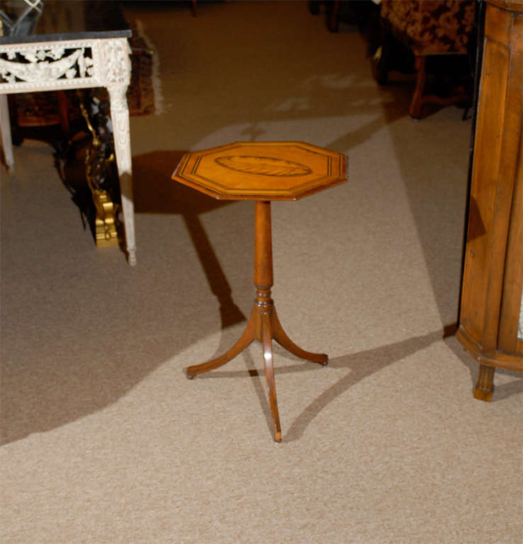 George III English Rosewood Candle Stand with Shell Inlay
