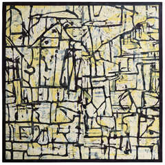 "Golden Huts" Original Oil Wood Block By Selina Woolcott Forbs