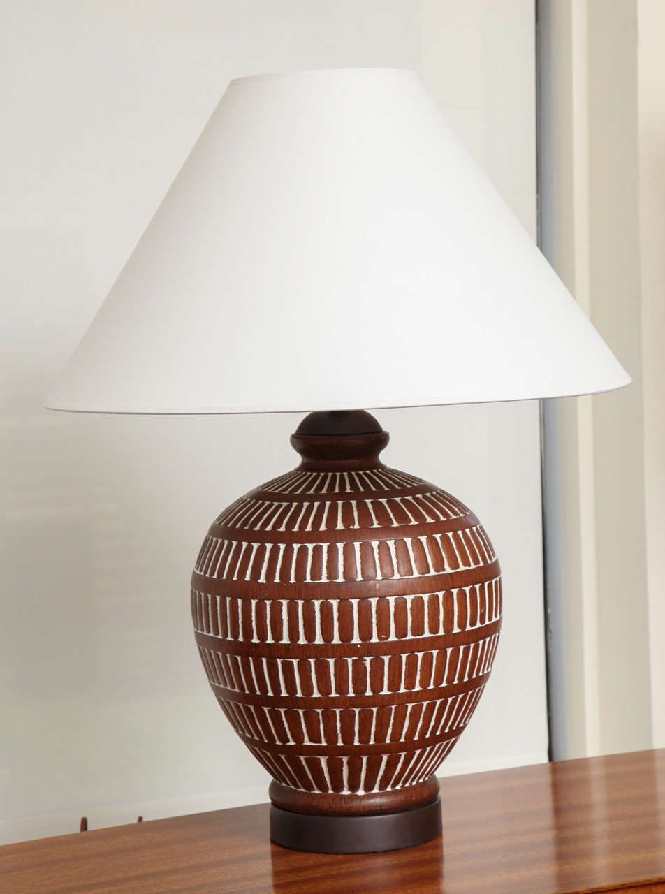 Glazed Lamp with Geometric Design, c. 1960