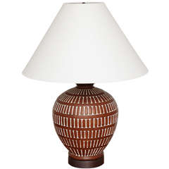 Glazed Lamp with Geometric Design, c. 1960
