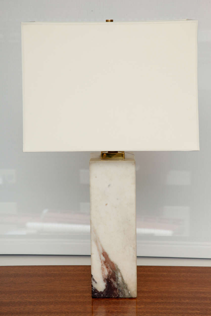 Marble Column Table Lamp By T.H. Robsjohn-Gibbings For Hansen c.1950