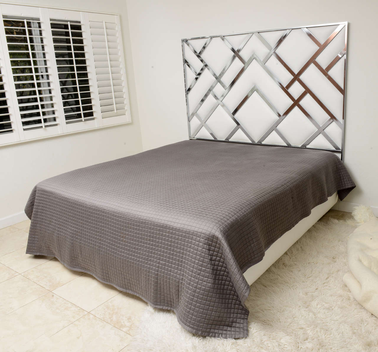 King Size D.I.A Headboard in Chrome and Faux Leather at 1stdibs