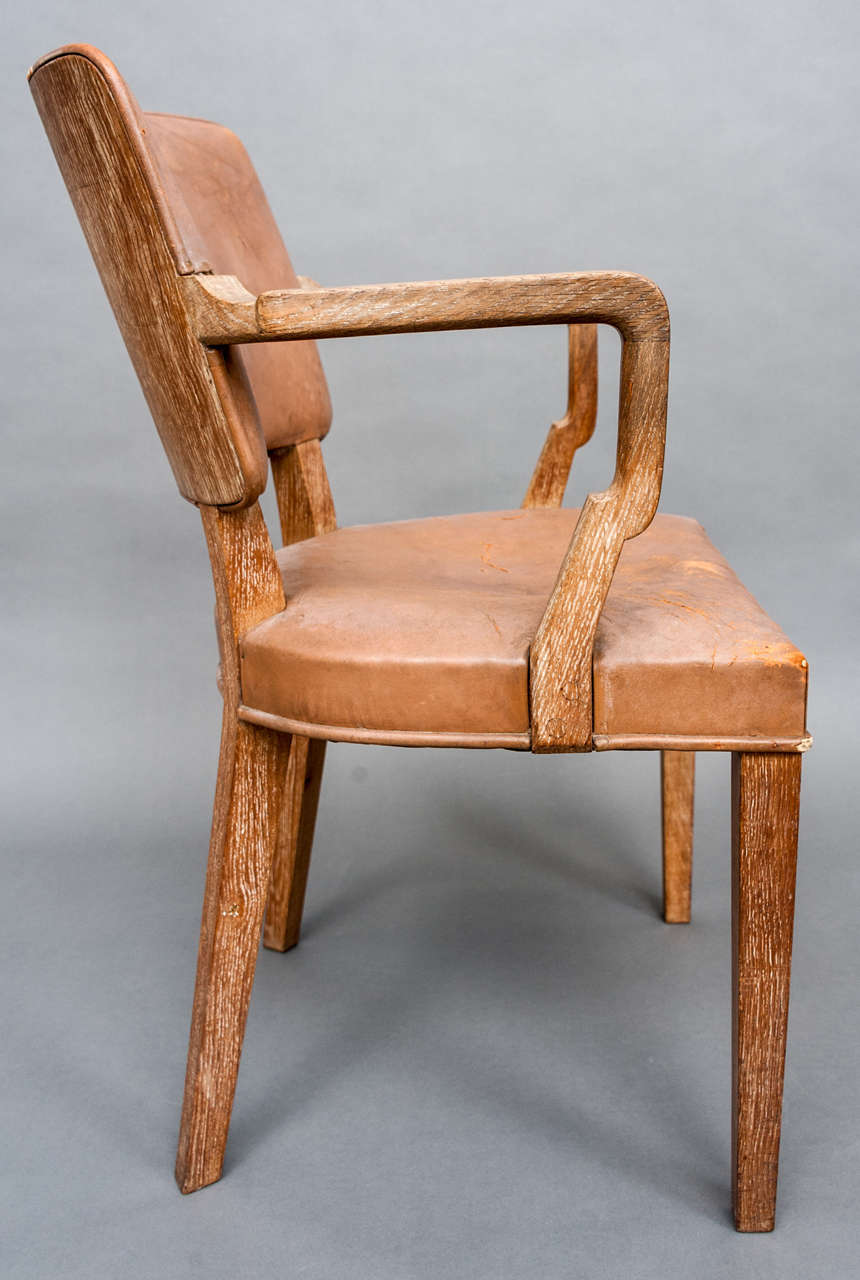 A limed Oak Desk and matching Chair attributed to Heals and Sons, 3