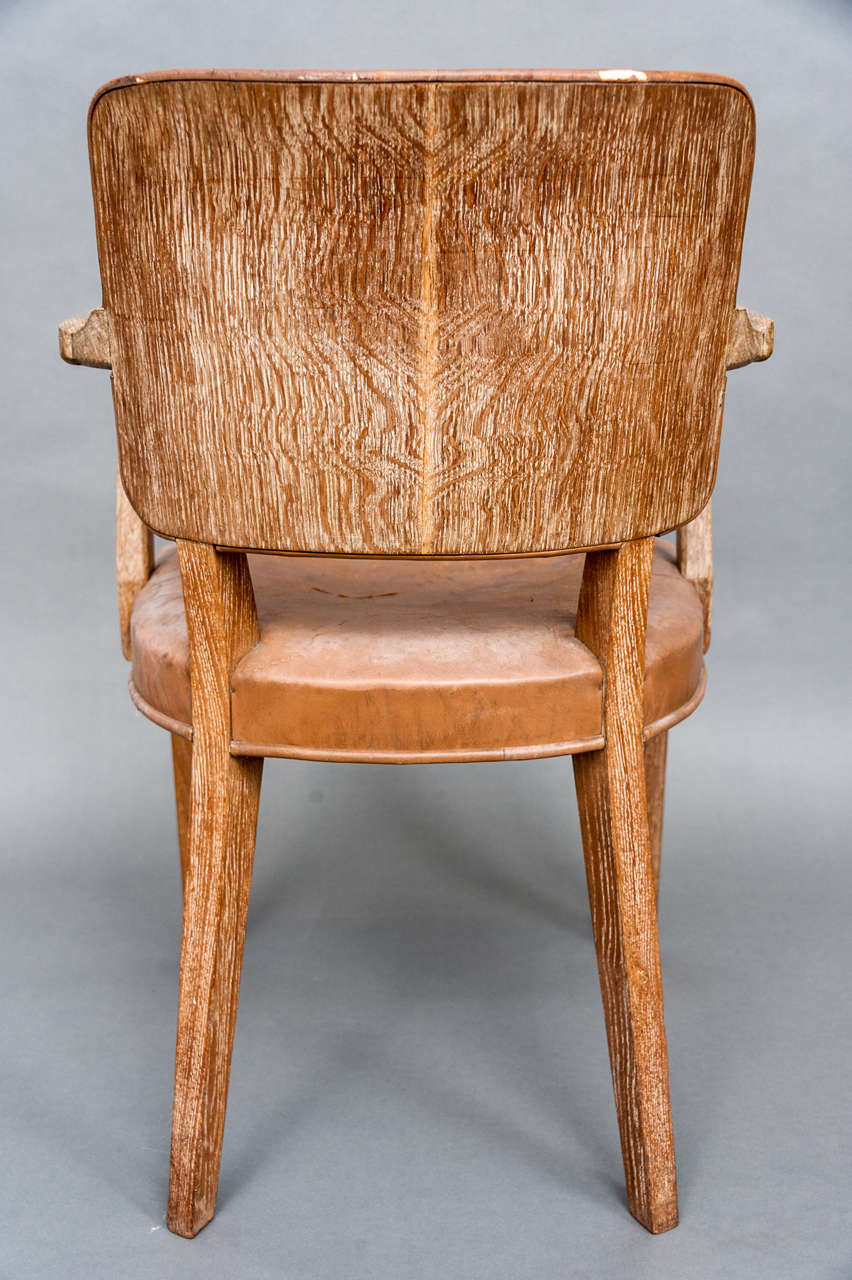 A limed Oak Desk and matching Chair attributed to Heals and Sons, 4