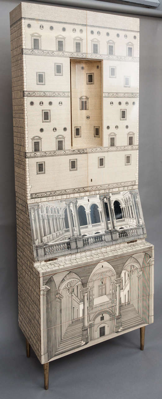 A rare and early Trumeau by Piero Fornasetti, collaborating with Gio Ponti. 