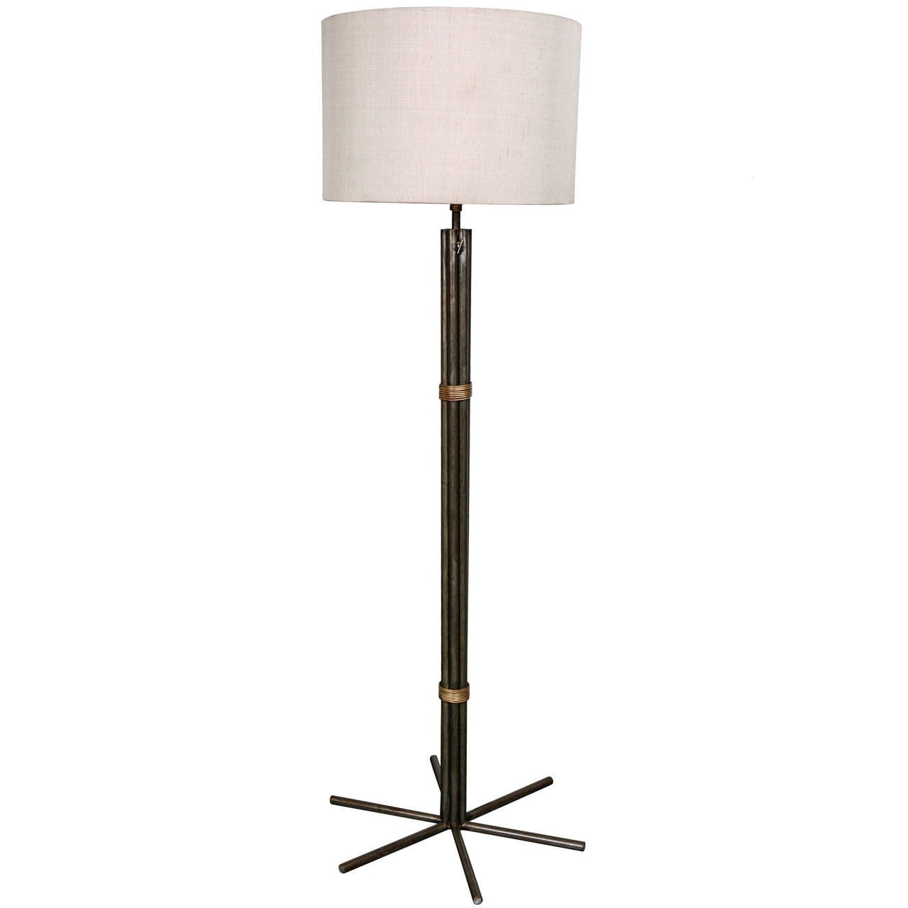 Floor Lamp with Silk Shade For Sale