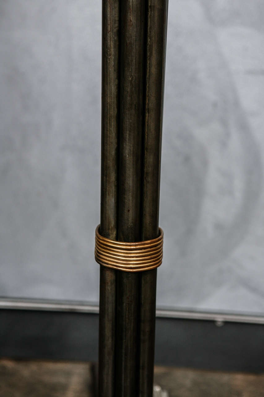 American Floor Lamp with Silk Shade For Sale