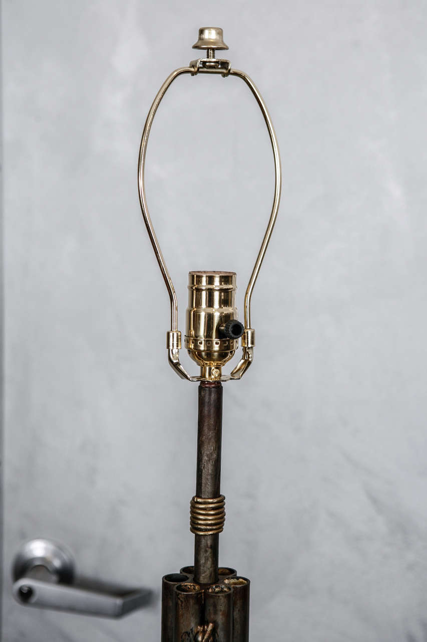 Mid-20th Century Floor Lamp with Silk Shade For Sale