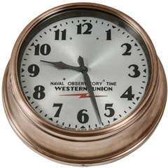 Vintage Western Union Wall Clock in Brass Case