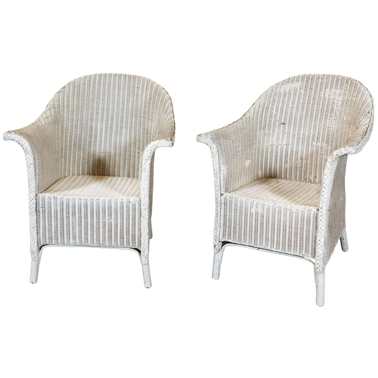 Pair Wicker Arm Chairs by Lloyd Loom