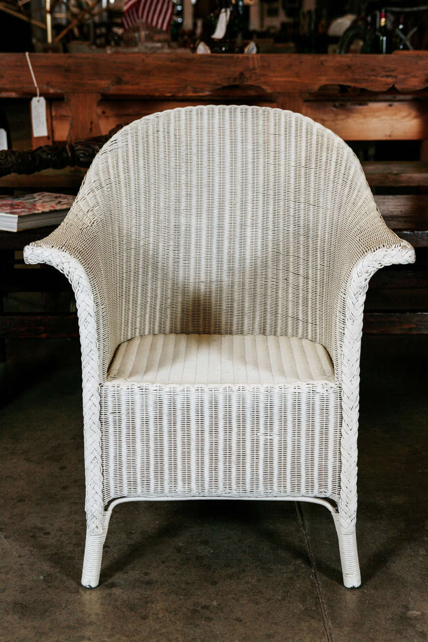 Pair Wicker Arm Chairs by Lloyd Loom In Excellent Condition In Culver City, CA